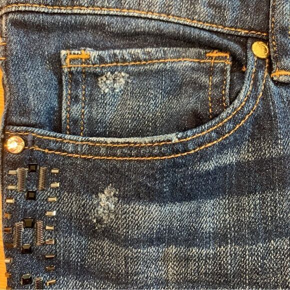 Juicy Couture Distressed Rhinestone Skinny Jeans Blue Size 29 - Picture 5 of 14